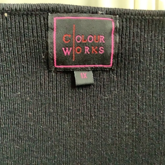 Black Women’s Sweater with Leather Buckle Accent Size 1X Colorworks - Picture 5 of 7